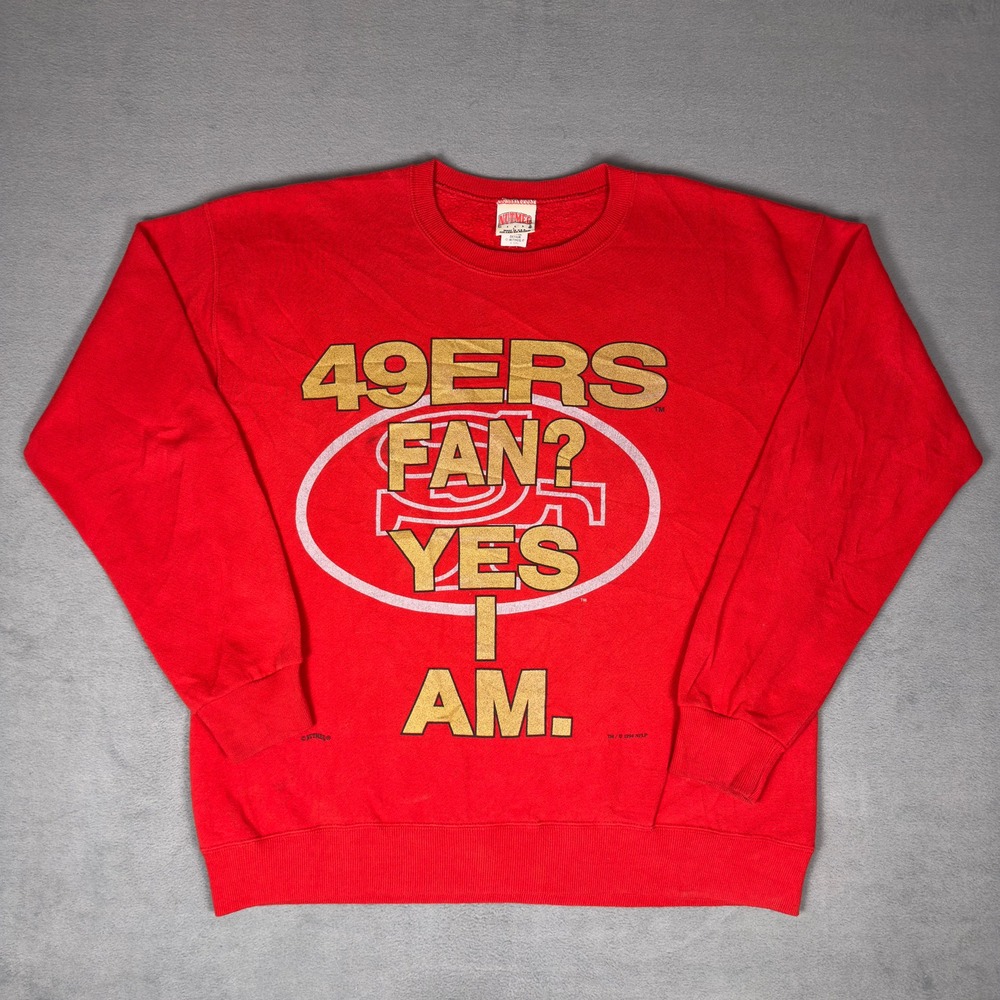 Vintage 90s San Francisco 49ers Nutmeg Mills Crewneck Sweatshirt Red NFL XL